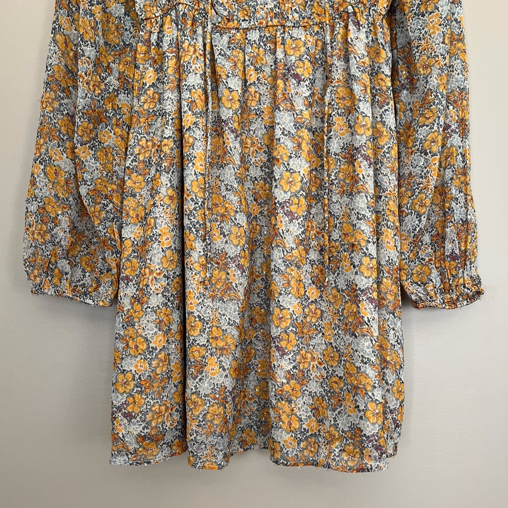 {American Eagle} Long Sleeve Chiffon Floral Babydoll Mini Dress - Medium - NWT - Picture 4 of 11